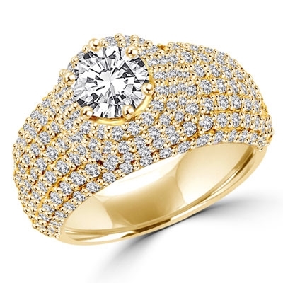 14K Yellow Gold Cocktail Domed Ring Band