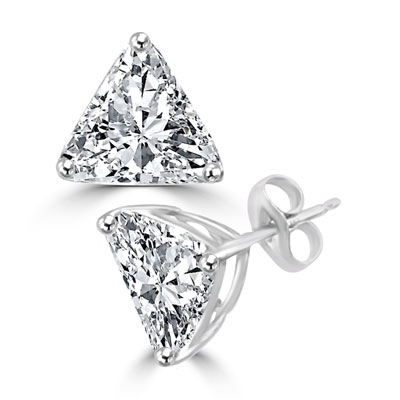 Trilliant-cut diamond studs give off plenty of sparkle. 2.0 cts 