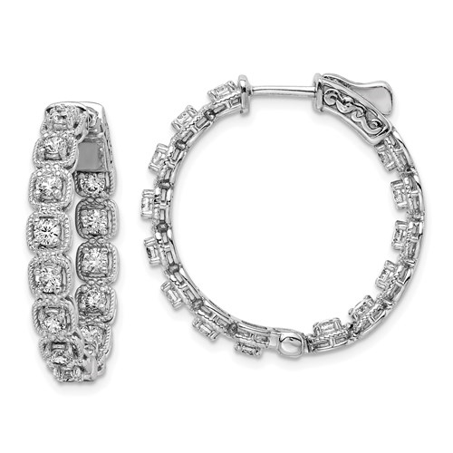 Diamond Essence Platinum Plated Sterling Silver In and Out Hoop ...