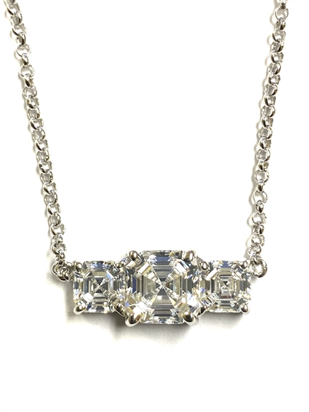 3 Ct Diamond Pendant Asscher Cut VVS1/D 14K White Gold Finish Free Chain |  eBay