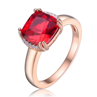 Gold-Plated Red Quartz 925 Solid Silver Ring