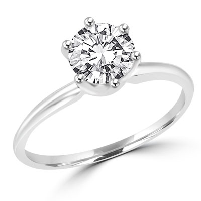 2 Carat Engagement Ring Platinum Plated Sterling Silver Solitaire Ring 