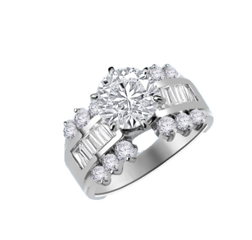Diamond Essence Ring, 3.5 Carats T.W., with 2.0 carats Round Cut center ...