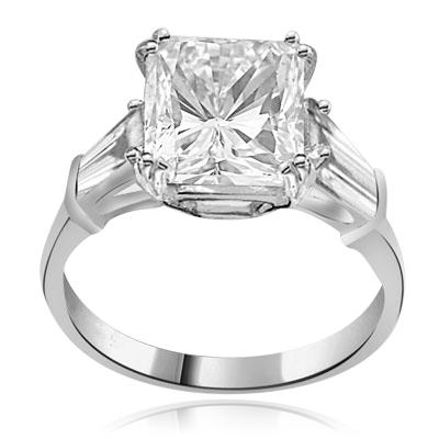 Prong Set Engagement Ring with Artificial Princess Cut Brilliant ...