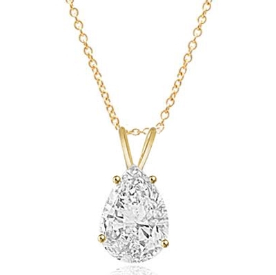 3 Ct Pear Shape Solitaire Moissanite Pendant 14k White Gold Womens Necklace