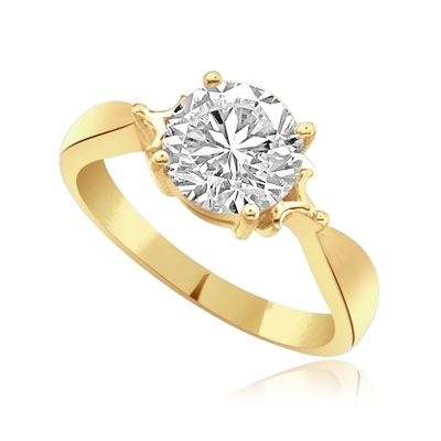 Simple and simply enchanting 14K Gold Vermeil ring with a 2.0 ct. round ...