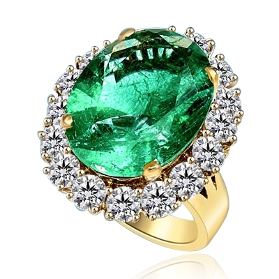 Oval Emerald cabochon ring - J. McVeigh Jewelry