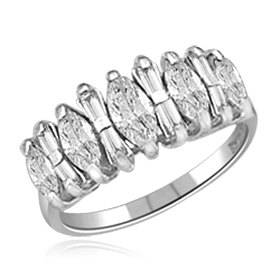 18ct White Gold 1.10ct Marquise Diamond Half Eternity Ring | Peridot  Jewellers Shop